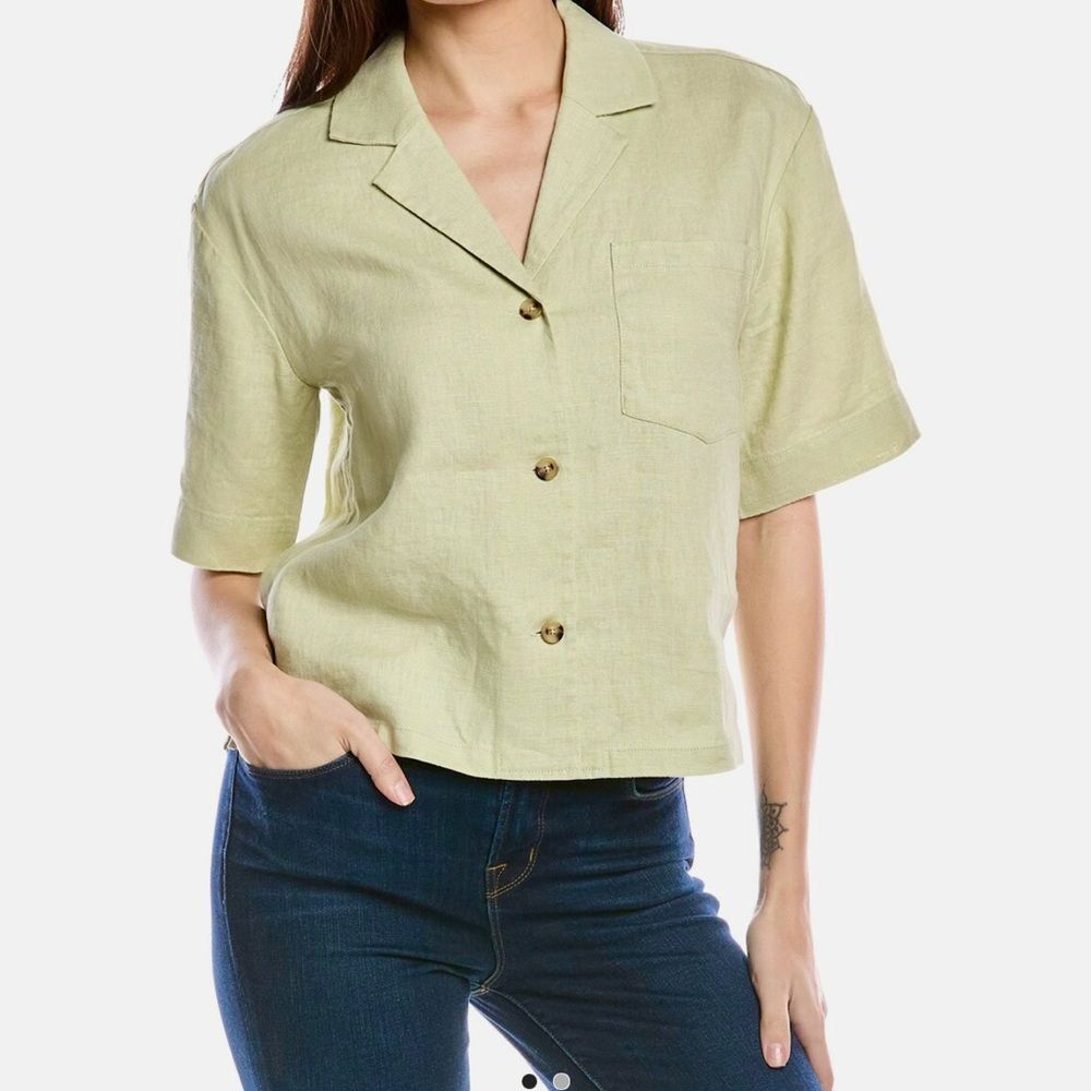 ATM Women's Pistachio Green Button-Up Top Size S NWT